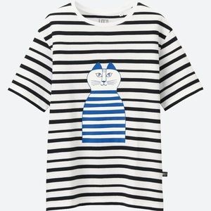 Uniqlo x Lisa Larson Striped Cat Graphic T-Shirt